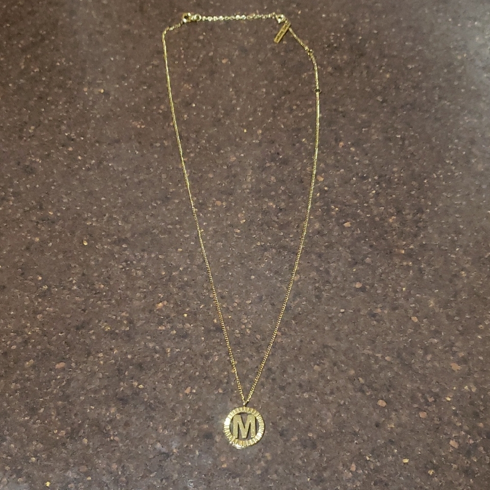 hey harper, Letter "M" Necklace.  Goldtone.